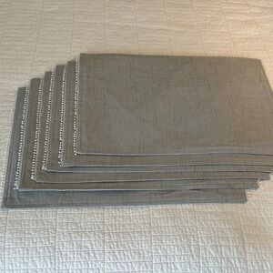 Gray Sturdy Cloth Placemats with Lace Trim Set of 6 CottageCore